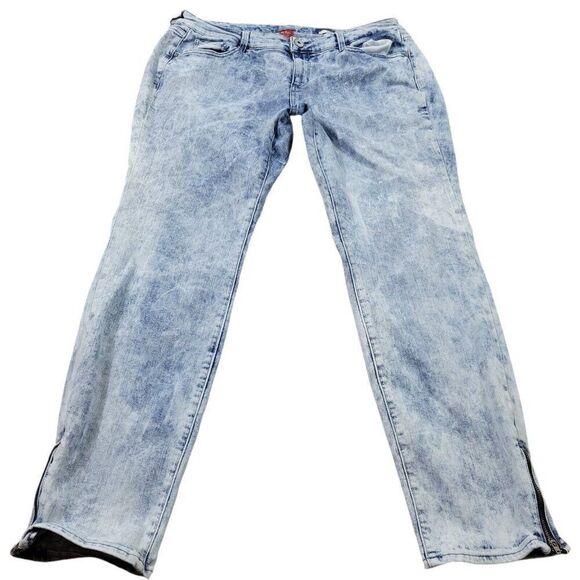 Arizona Jeans Jeggings Juniors 16 Distressed Acid Wash Stretch Denim Ankle Zip - Picture 1 of 8